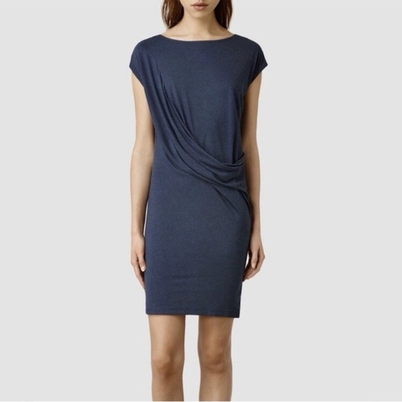 All Saints Sabie Dress In Navy Size 4 - Picture 1 of 3